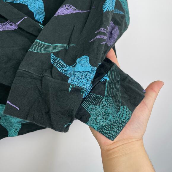 Garrapata Textile Hummingbird Cowl Turtleneck Top Medium long sleeve pockets - Picture 3 of 12